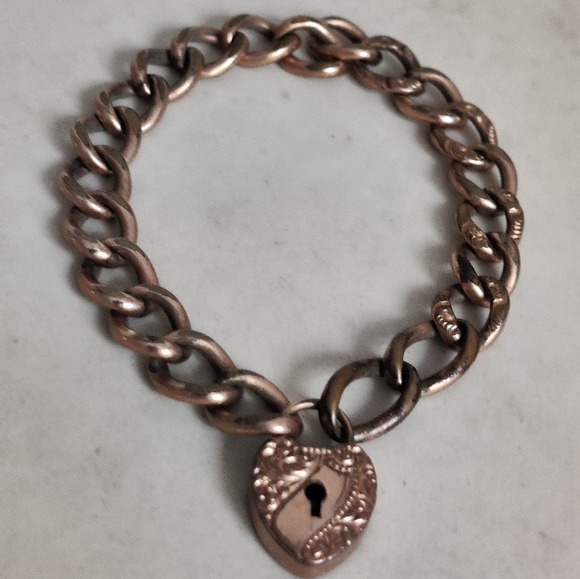 Antique Victorian Gold Filled Sweetheart Repousse Padlock Chunky Bracelet - Picture 4 of 16